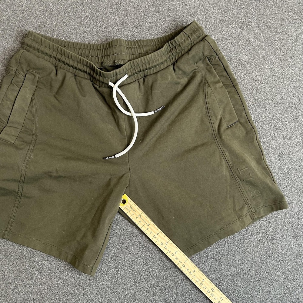 BYLT Shorts Men's M Green Elastic Stretch Athletic Drawstring Pockets 7 Inseam - Picture 10 of 11